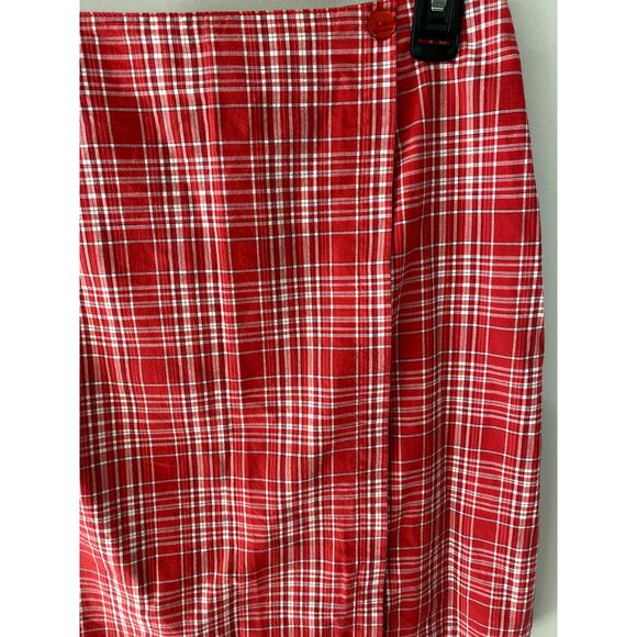Vintage 90's Norton Studio Petites Red Plaid Lightweight Mini Skirt Sz 6P - Picture 9 of 9